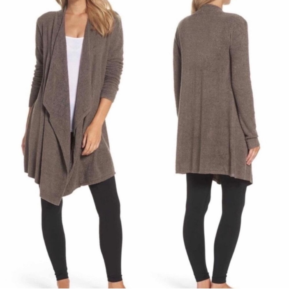 Barefoot Dreams Bamboo Chic Lite Brown Open Front Cardigan Sweater Size S/M